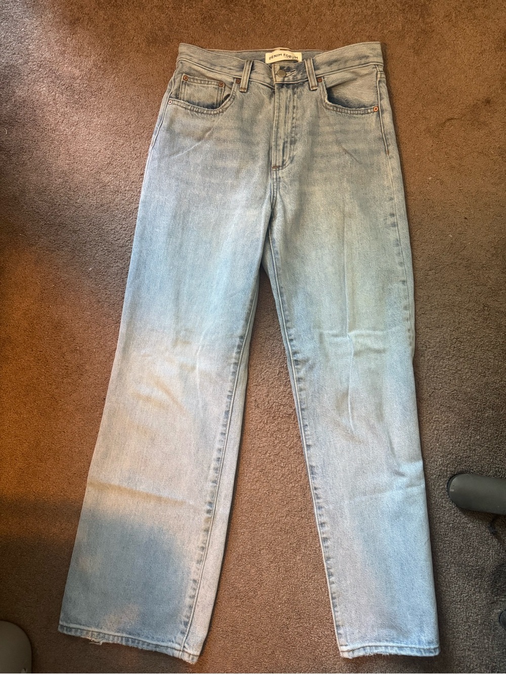 Denim Forum Light Blue Farrah Hi-Rise Wide Jeans